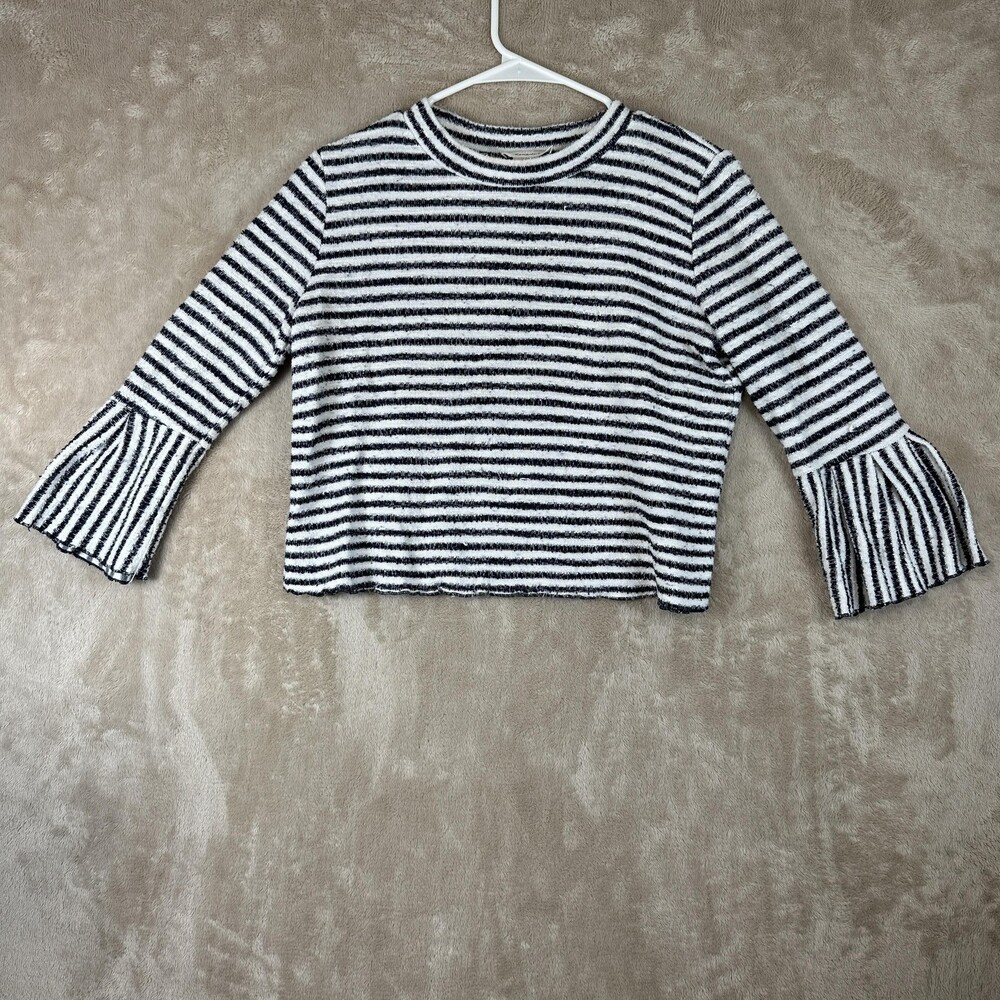 Urban Outfitters Sweater Womens Medium Black White Stripe Bell Sleeve Knit